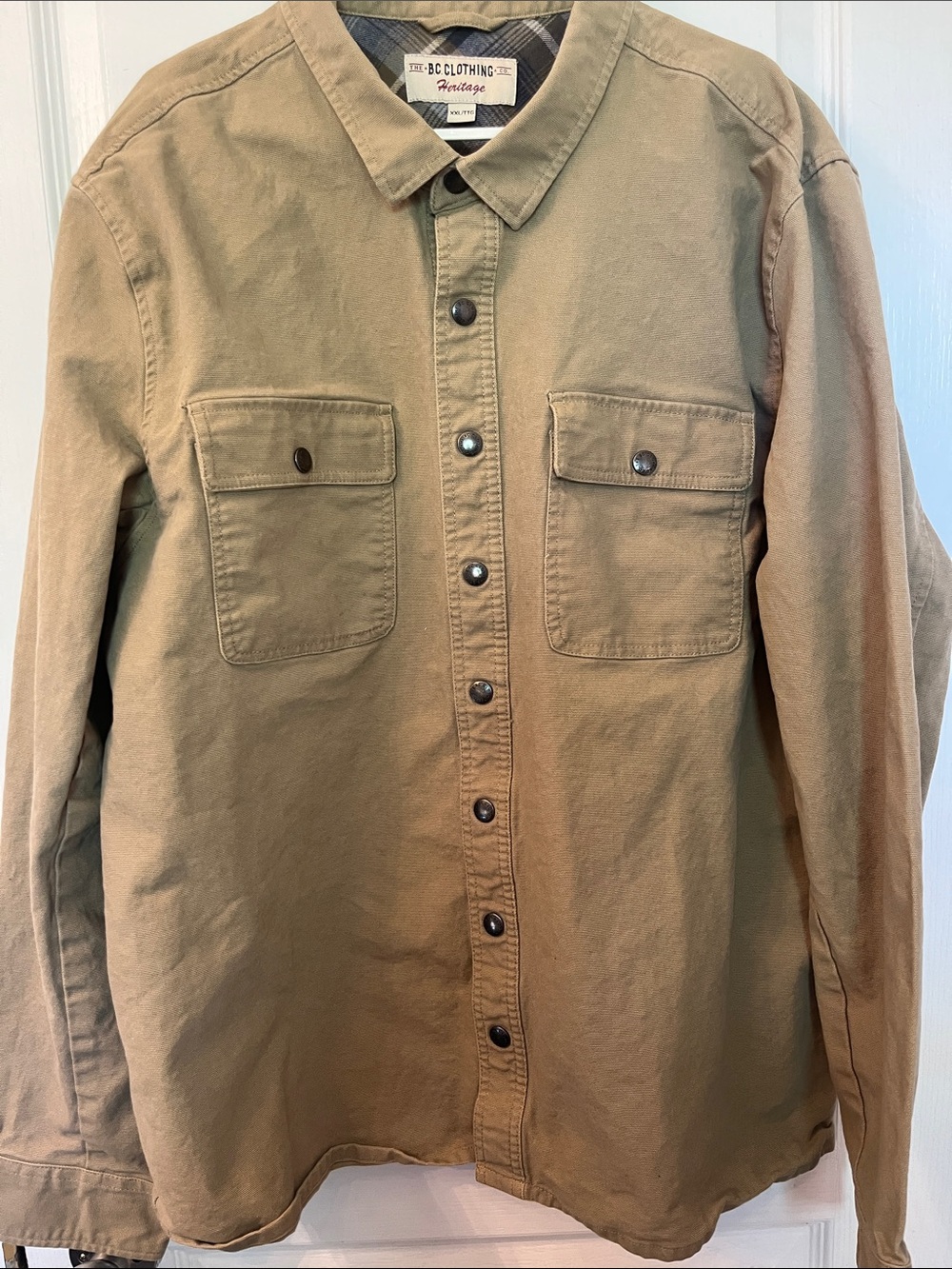 B.C. Clothing Co. Heritage Plaid Canvas Shirt - Olive & Navy